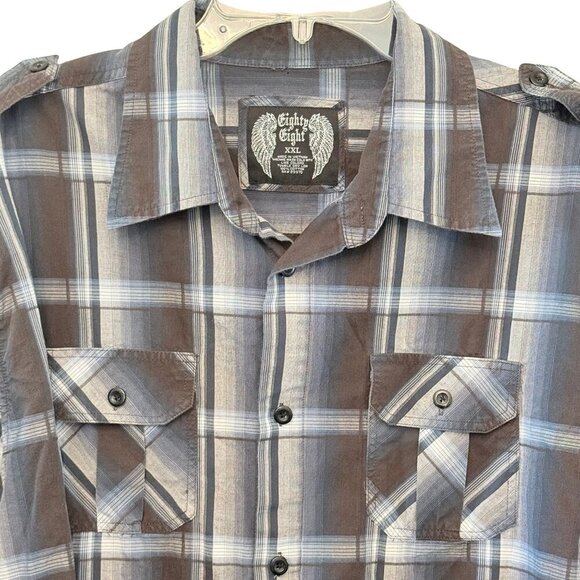 Eighty Eight Mens Plaid Casual Button Down Long Sleeve Shirt - Size XXL - Picture 3 of 9